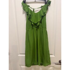 MM Couture by Miss Me Green Ruffle Neck Open Back Mini Dress Size M NEW